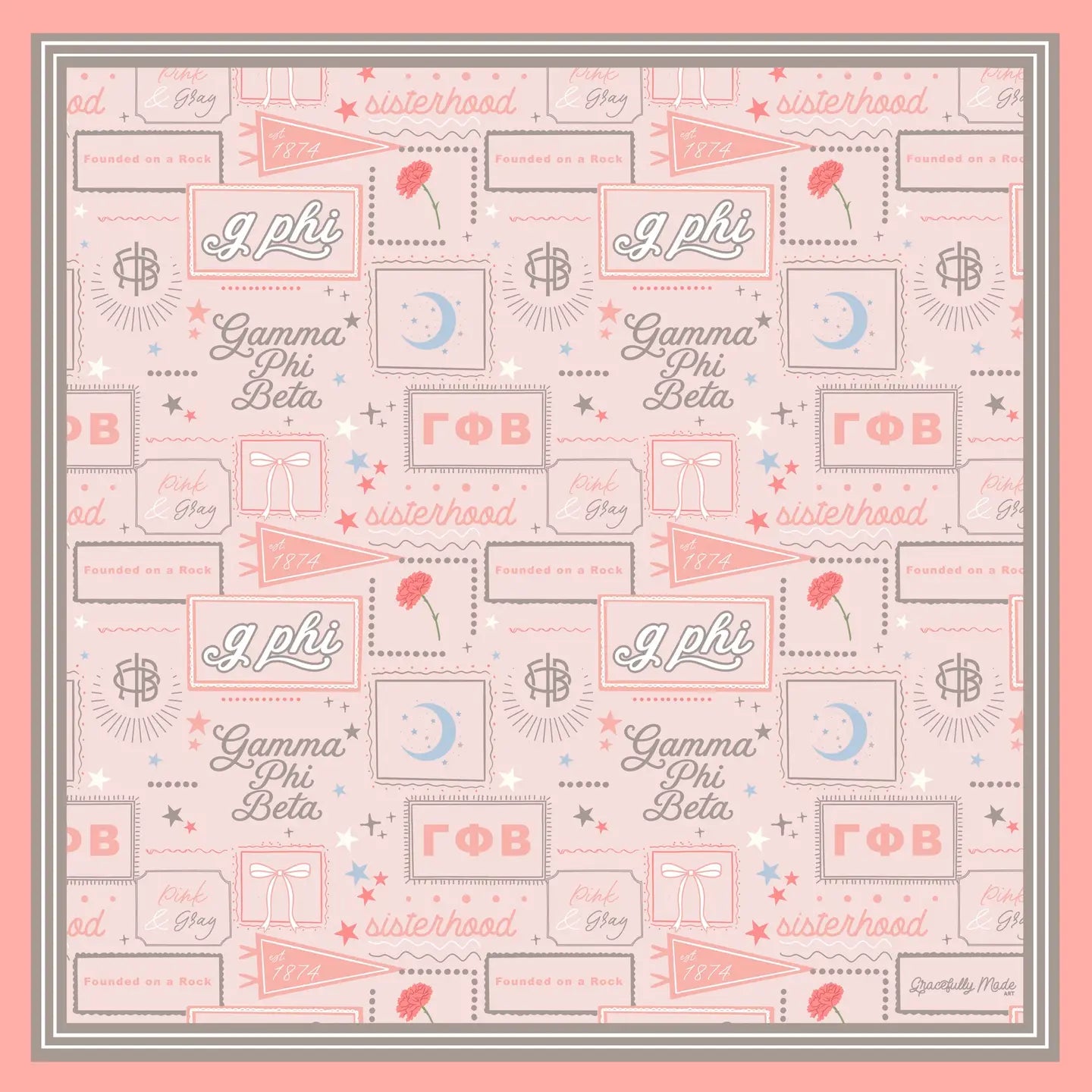 Gamma Phi Beta Silk Scarf
