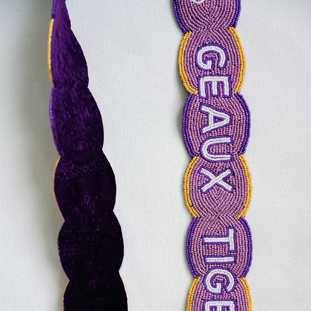LSU Fully Beaded Scalloped Purse Strap