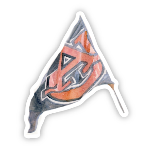 Sticker of a watercolor Auburn flag.