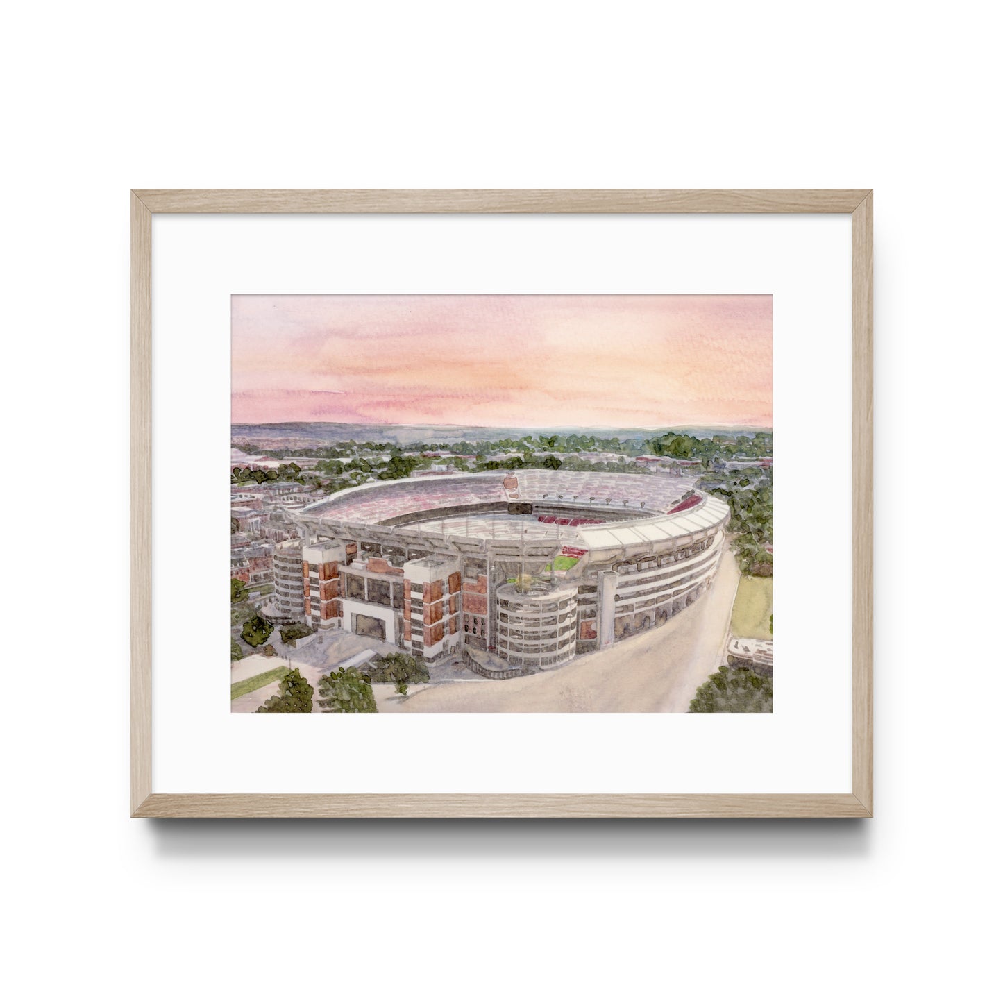 Watercolor print of the University of Alabama's Bryant Denny Stadium.