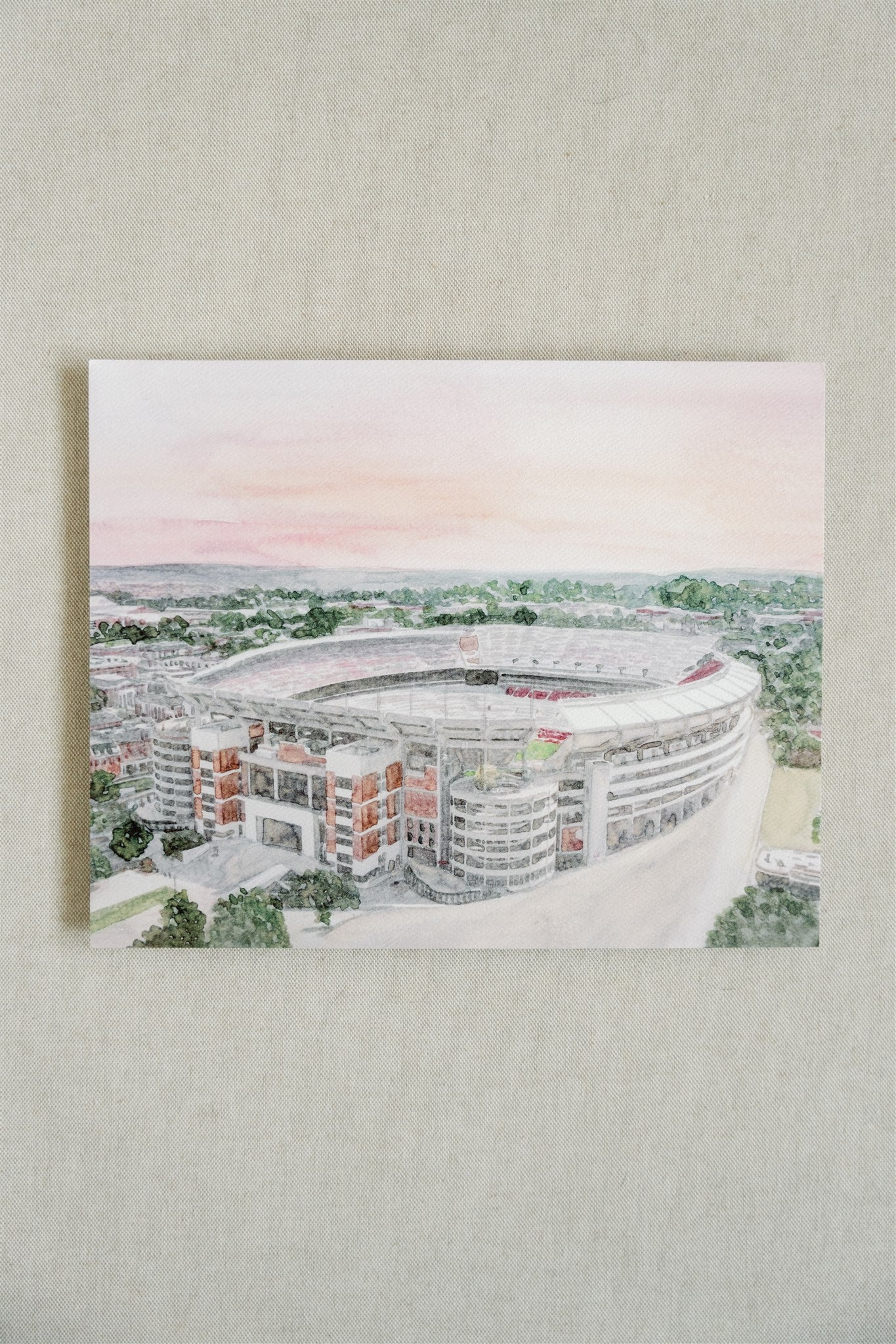 Watercolor print of the University of Alabama's Bryant Denny Stadium.