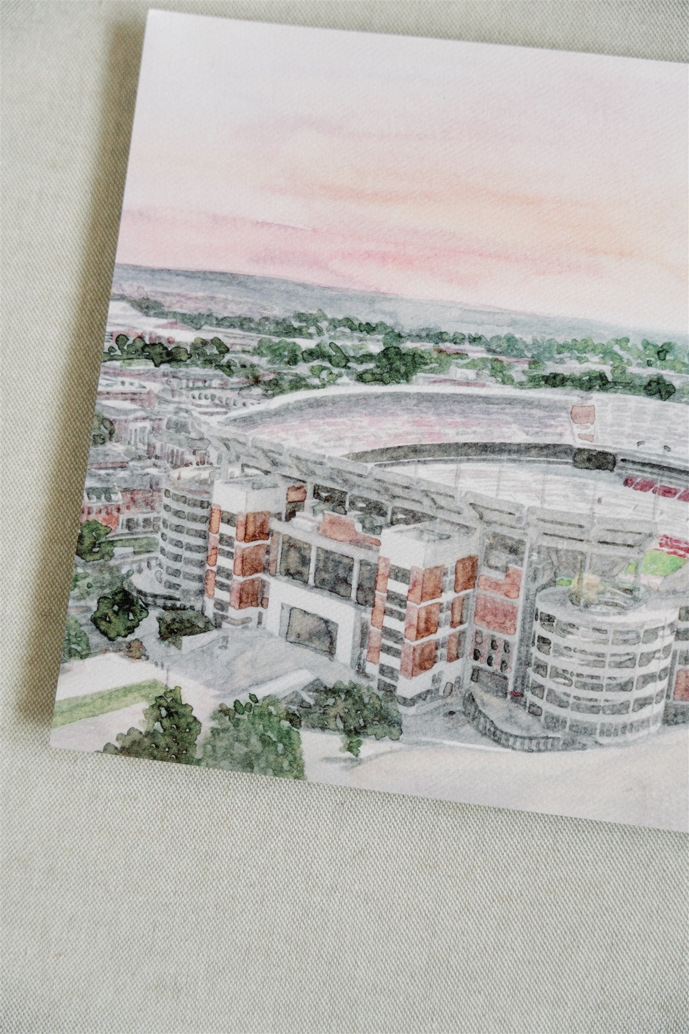 Watercolor print of the University of Alabama's Bryant Denny Stadium.