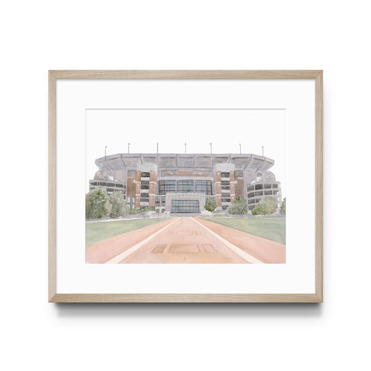 Watercolor print of the University of Alabama's Bryant Denny Stadium.