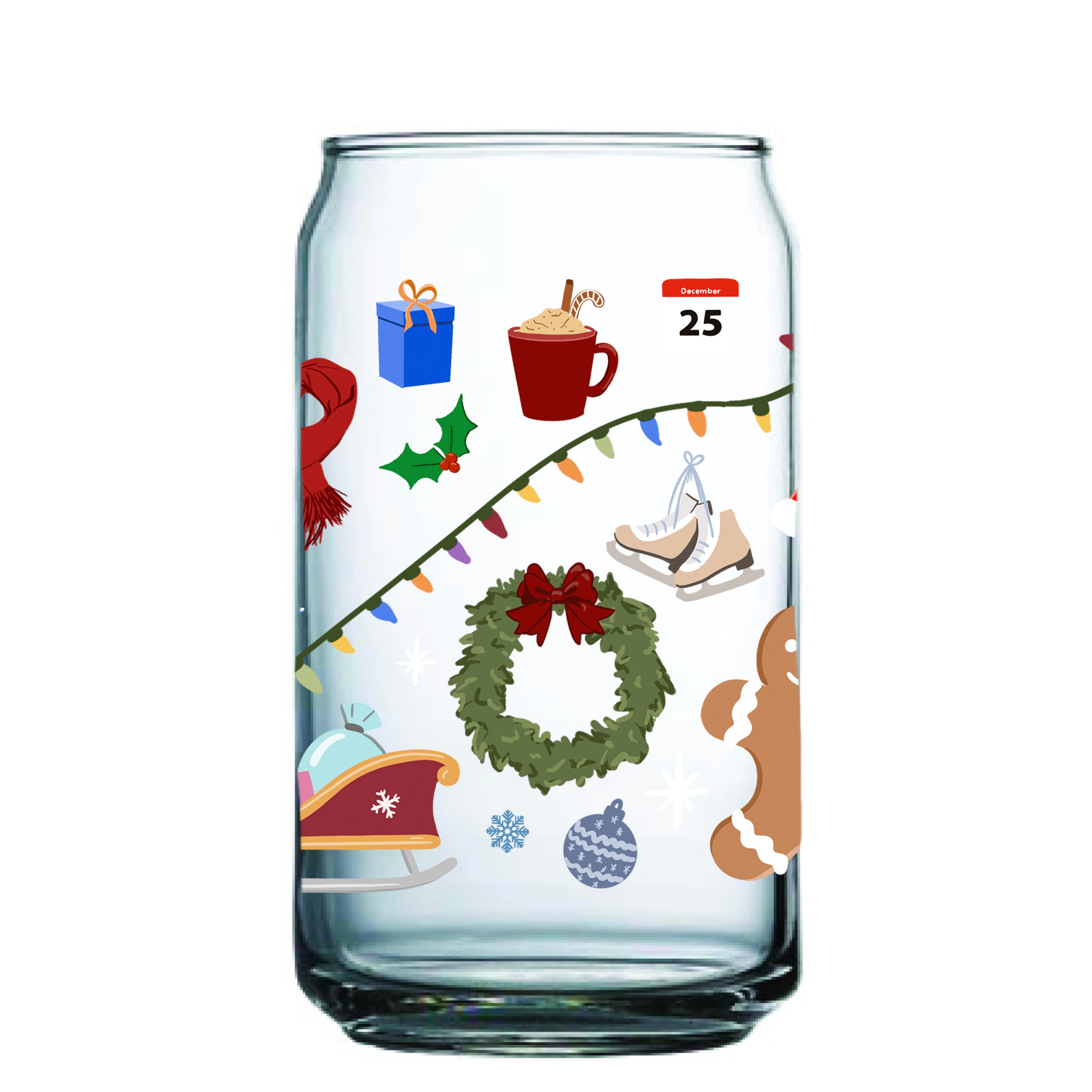 Slay the Holiday's Christmas Glass Cup, 16oz Beer Can Glass