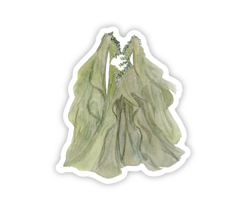 Watercolor sticker of Taylor Swift's folklore dress from the Eras Tour.