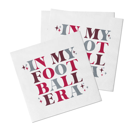 White napkin with "In my football era" printed on it.
