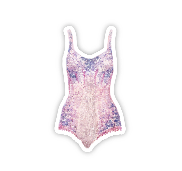 Sticker featuring original watercolor art of one of Taylor Swift's Eras Tour Costumes.
