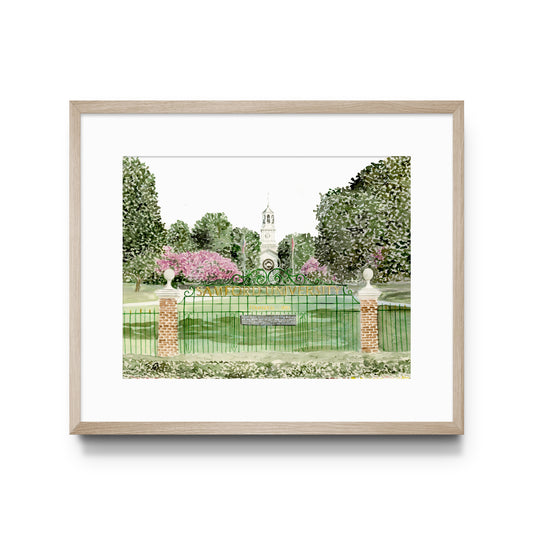 Watercolor art of the Samford University sign.