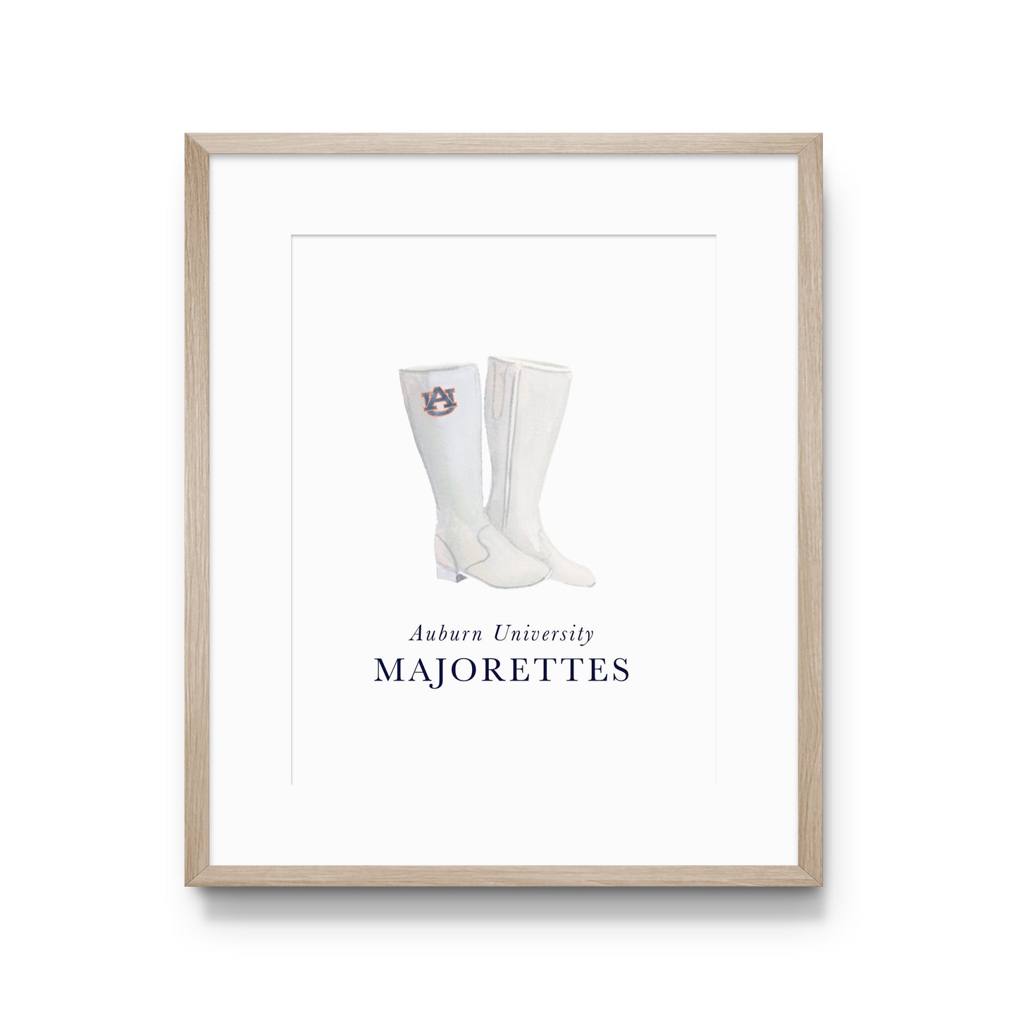 Watercolor art print of Auburn University's Tiger Eyes Majorette Boots