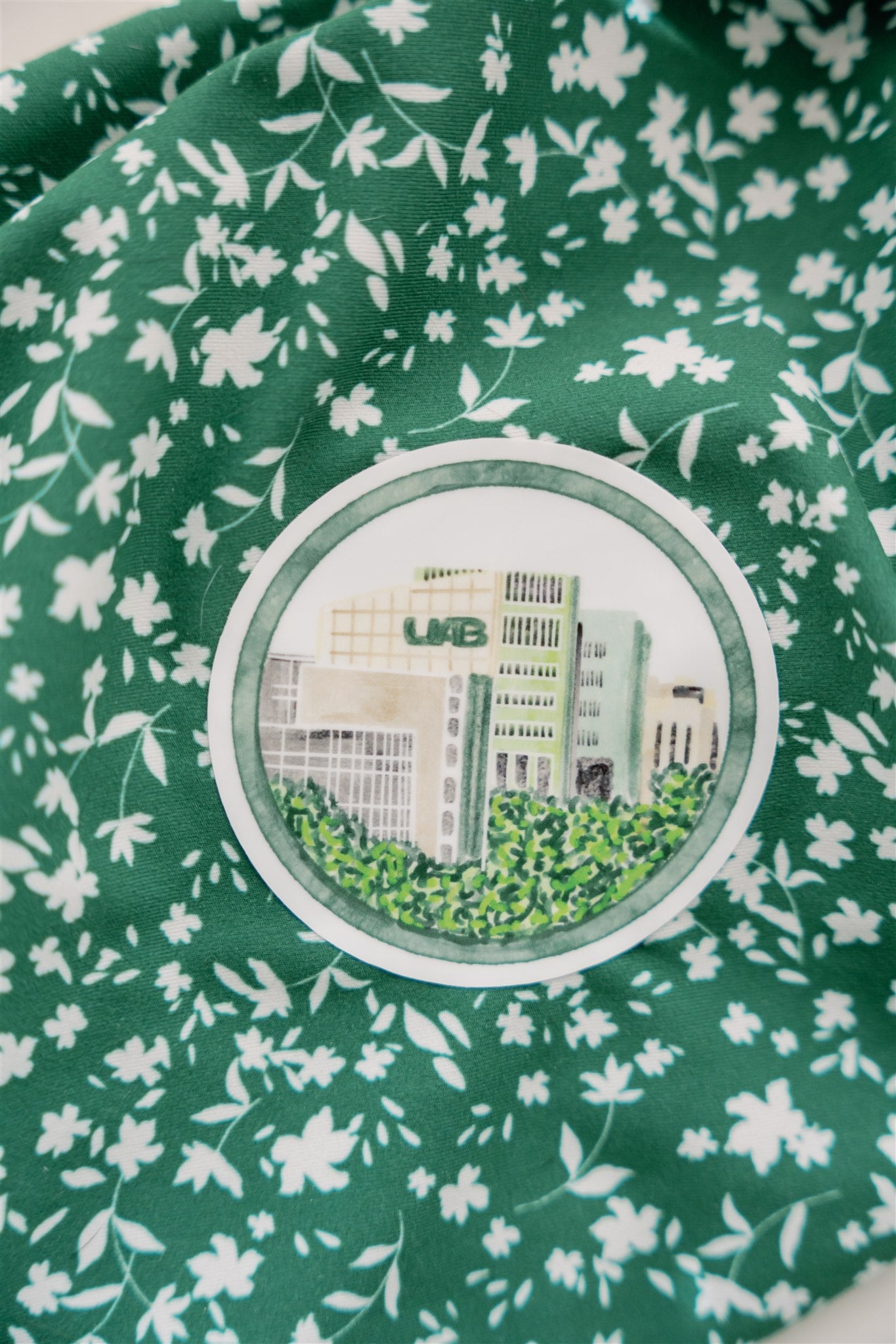 Watercolor sticker of the UAB campus.