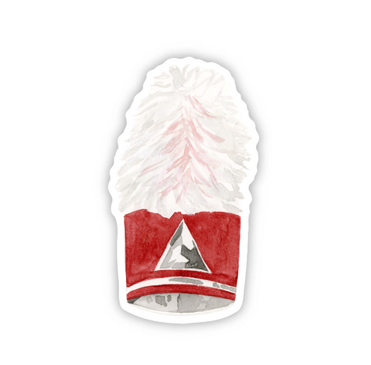 Sticker of a watercolor University of Alabama marching band hat.