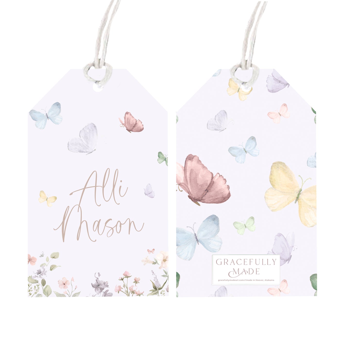 Personalized butterfly gift tags