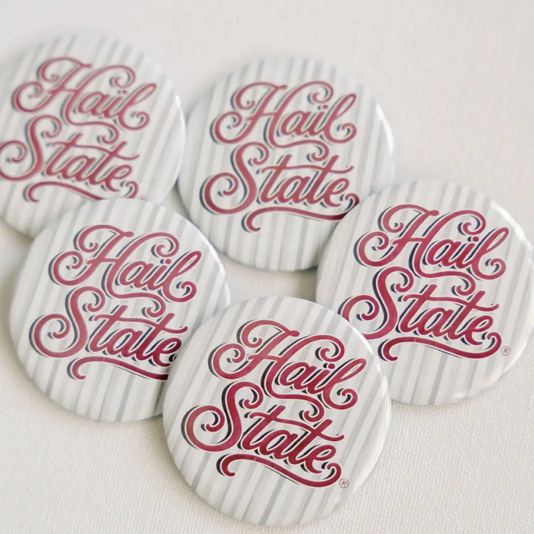 Mississippi State Striped "Hail State" Game Day Button