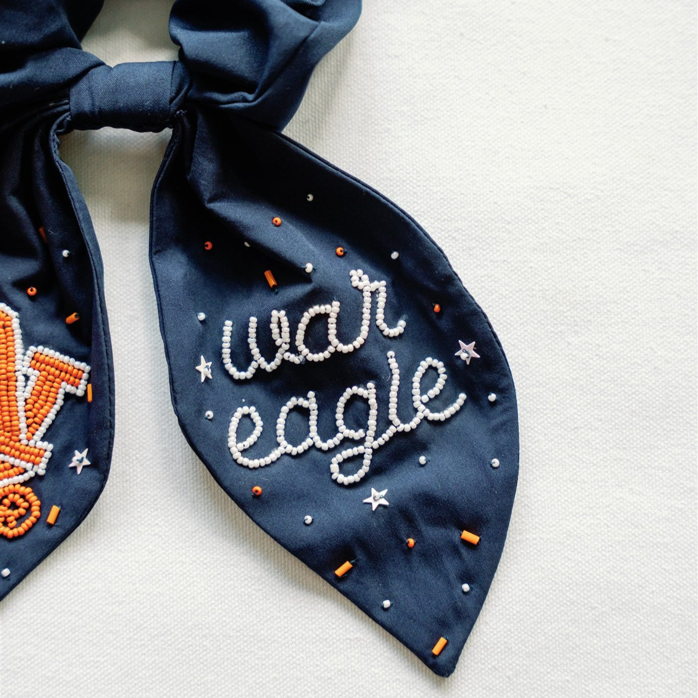 Navy Auburn University Beaded Scrunchie