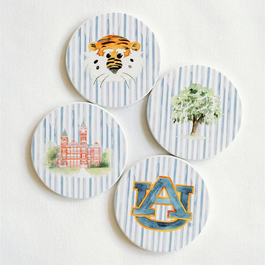 Ceramic Auburn Striped Coasters