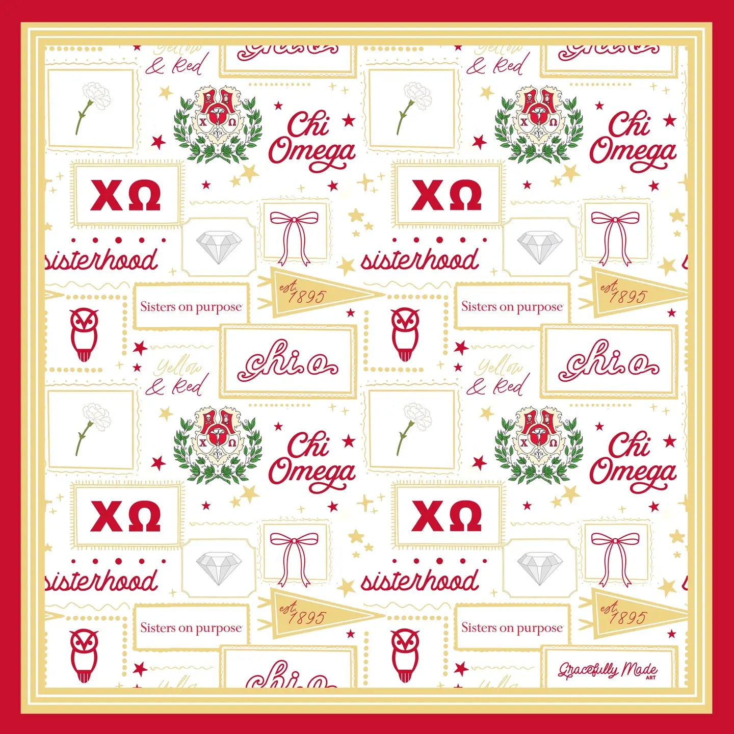 Chi Omega Silk Scarf