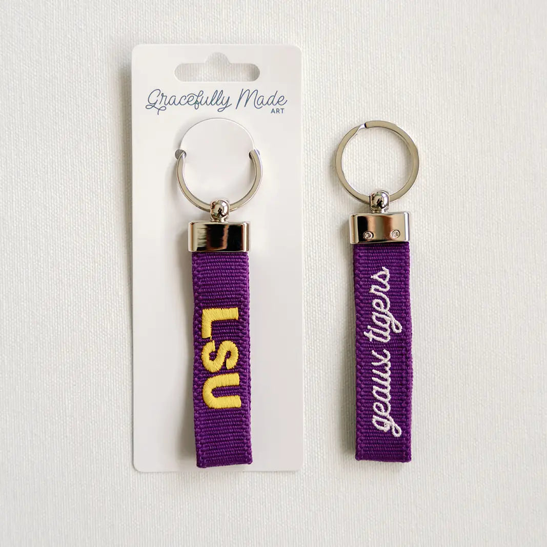 LSU - Geaux Tigers Embroidered Keychain