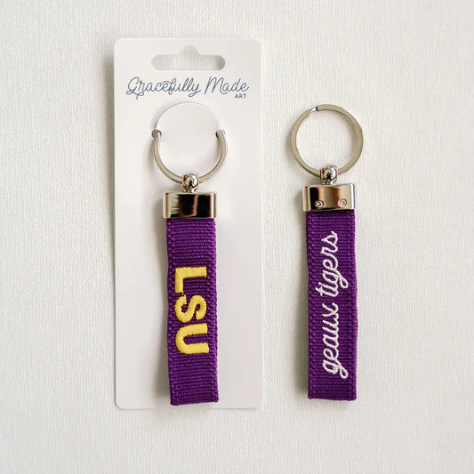 LSU - Geaux Tigers Embroidered Keychain