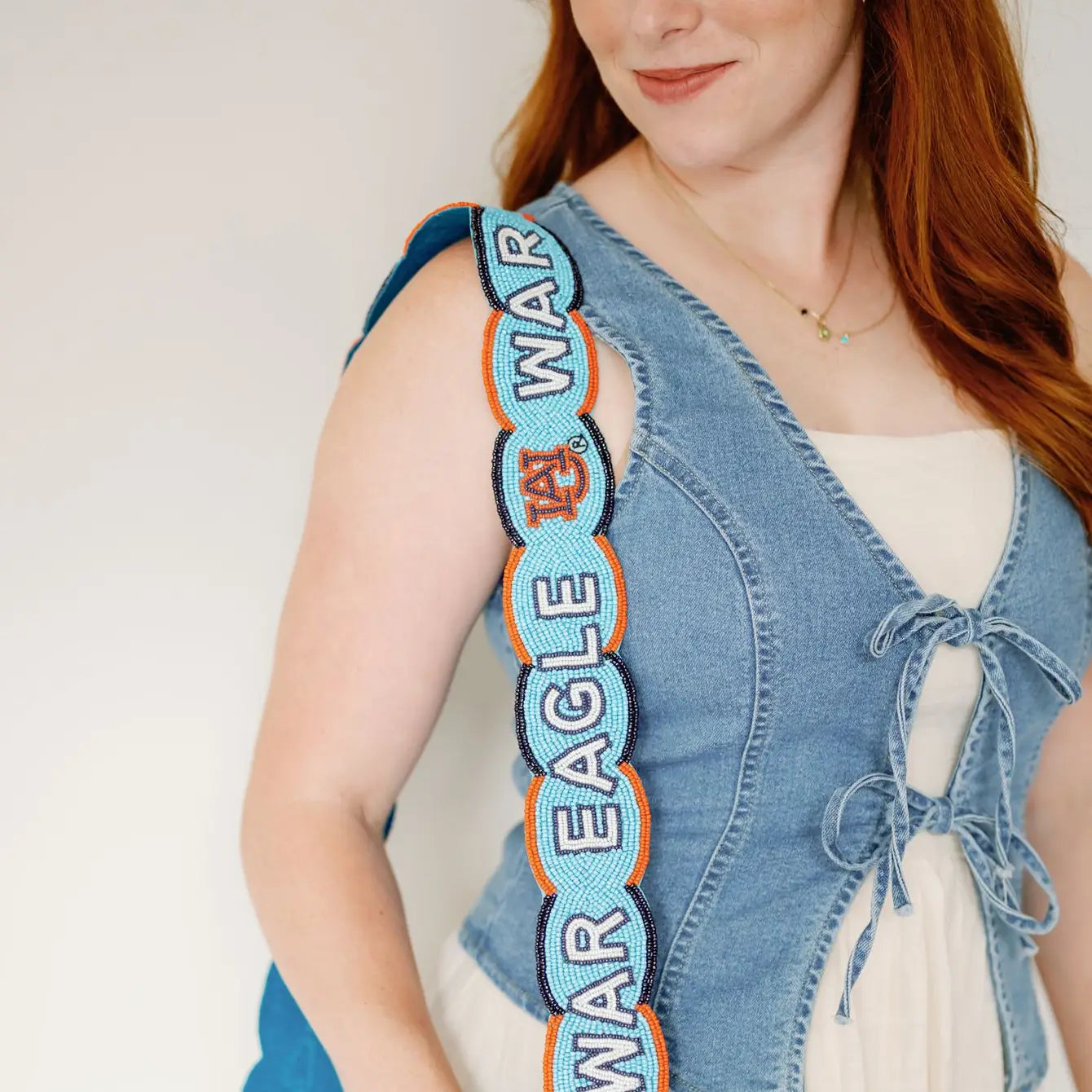 Auburn Fully Beaded Scalloped Purse Strap