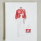 Watercolor print of the University of Alabama Million Dollar Band Uniform.