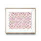Framed poster with pink and white design featuring Alpha Phi Greek letters on a white background