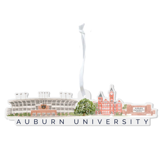 Acrylic Ornament with Auburn University Landmarks including Jordan Hare Stadium 