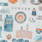 Paper Plates with watercolor Auburn University landmarks & icons.