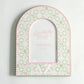 Decorative photo frame with Delta Zeta pattern and greek letters on a white background.