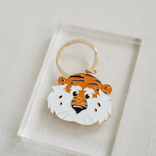 Enamel Keychain featuring Auburn University's mascot, Aubie