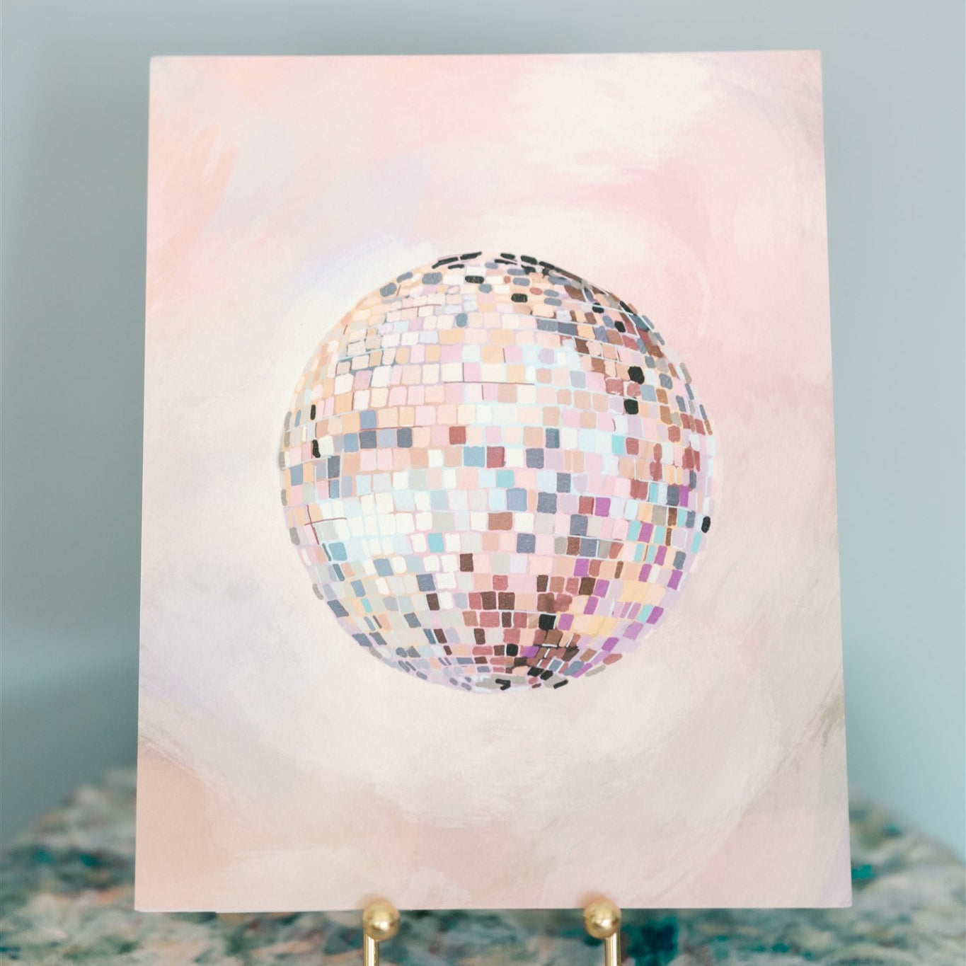 Watercolor colorful disco ball inspired by Taylor Swift.