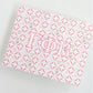 Pink and white patterned art print with Gamma Phi Beta Greek letters on a light gray background