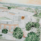 Watercolor print of the Auburn University football stadium, Jordan Hare.