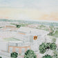Watercolor print of the Auburn University football stadium, Jordan Hare.
