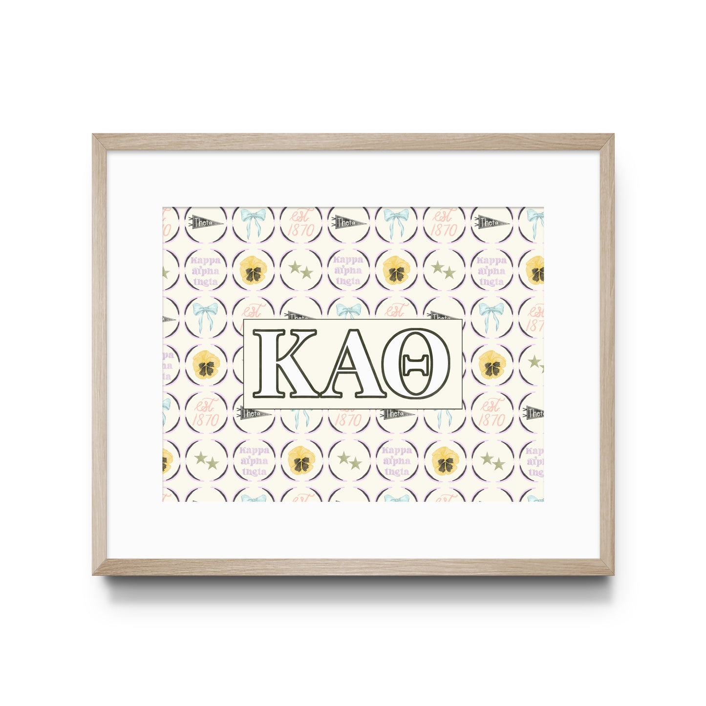 Framed poster with Kappa Alpha Theta Greek letters on a white background