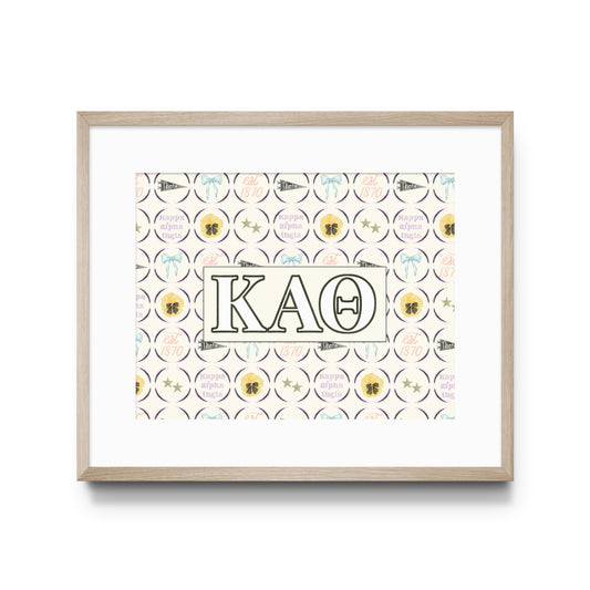 Framed poster with Kappa Alpha Theta Greek letters on a white background