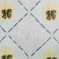 Patterned fabric with Kappa Alpha Theta text and flower designs on a checkered background