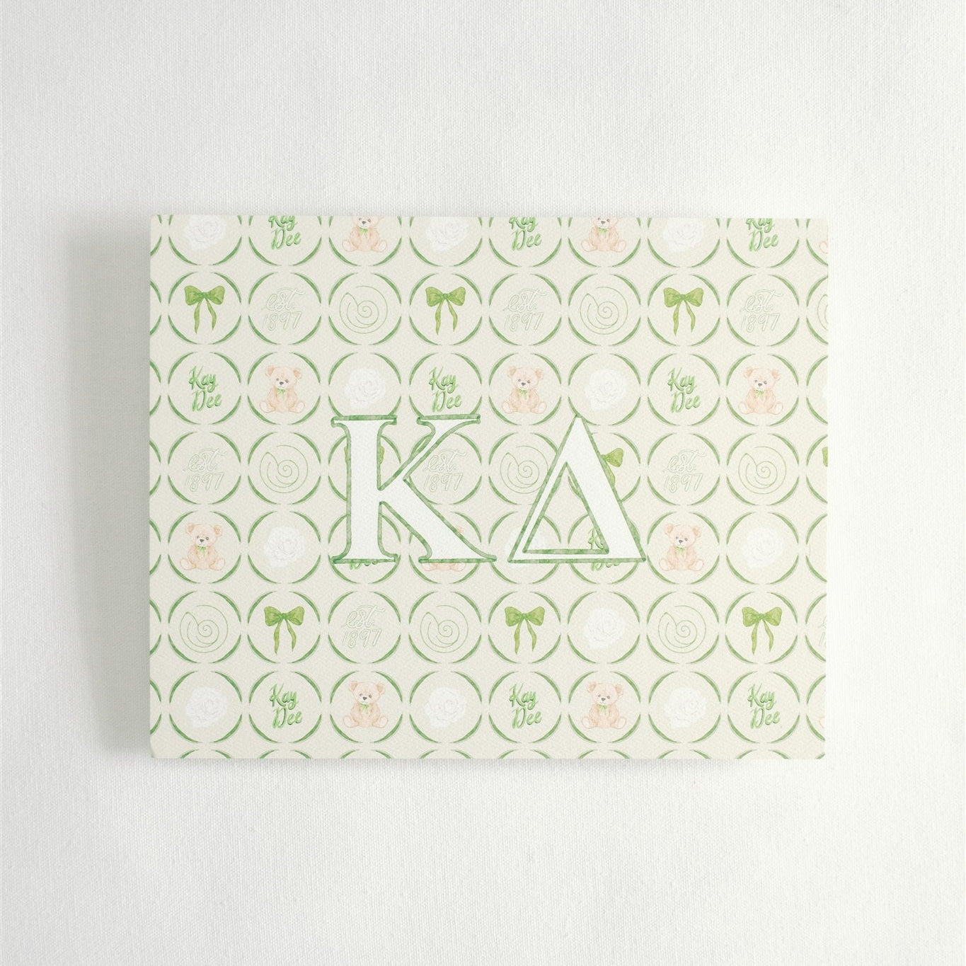 Art print with 'Kappa Delta' Greek letters letters on a patterned background