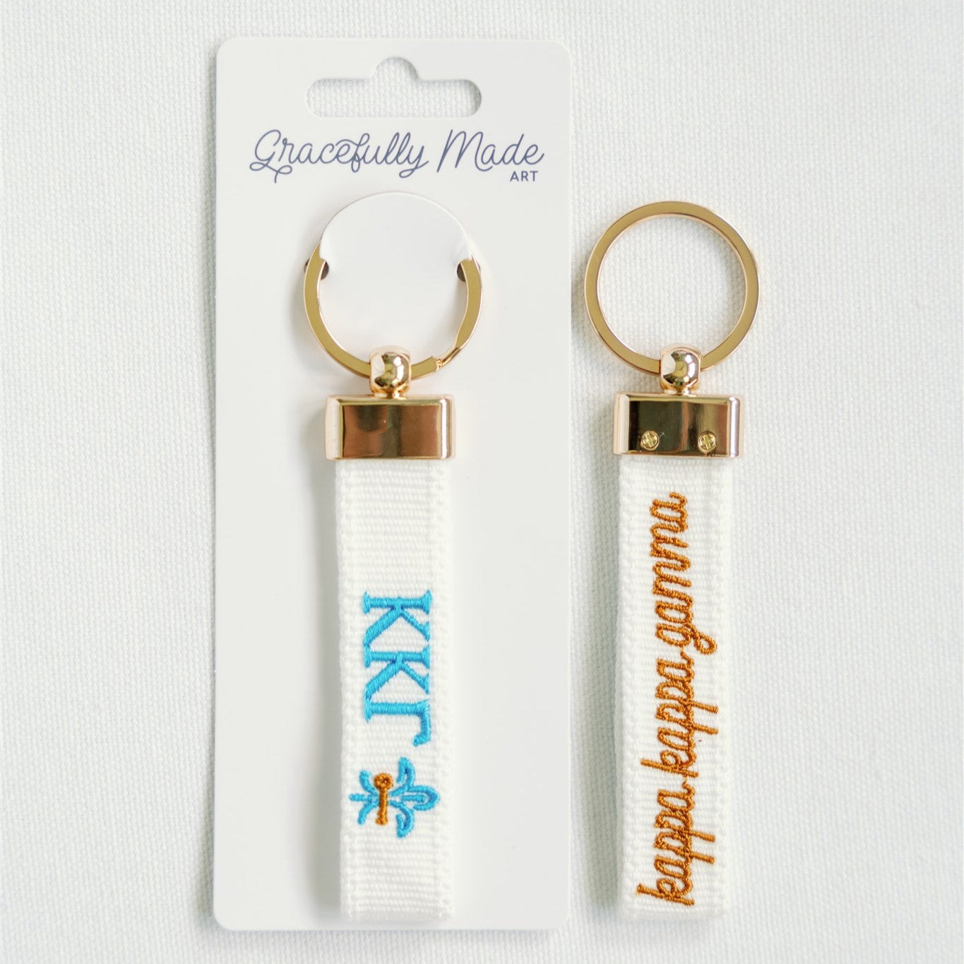 Kappa Kappa Gamma keychain on a white background with 'Gracefully Made' branding.