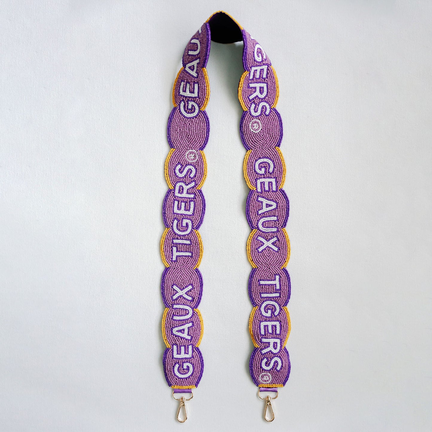 LSU Fully Beaded Scalloped Purse Strap