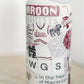 32 ounce water bottle with a white lid and is patterned with watercolor art of Mississippi State symbols.