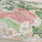 Watercolor art print of the Mississippi State football stadium.