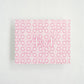 Pink and white patterned art print with Phi Mu Greek letters on a light gray background