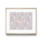 Framed poster with Phi Sigma Rho Greek letters on a patterned background.