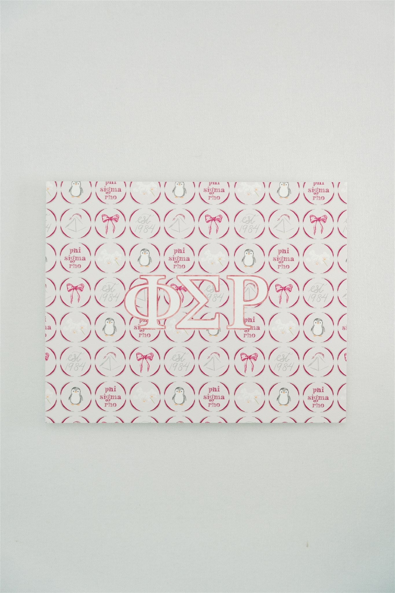 Art print with circular pattern and Phi Sigma Rho Greek letters on a white background.