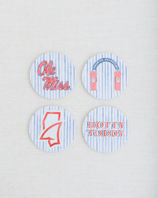 Ceramic Ole Miss Striped Coasters
