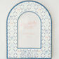 Decorative photo frame with Sigma Delta Tau Greek letters and pattern on a white background.