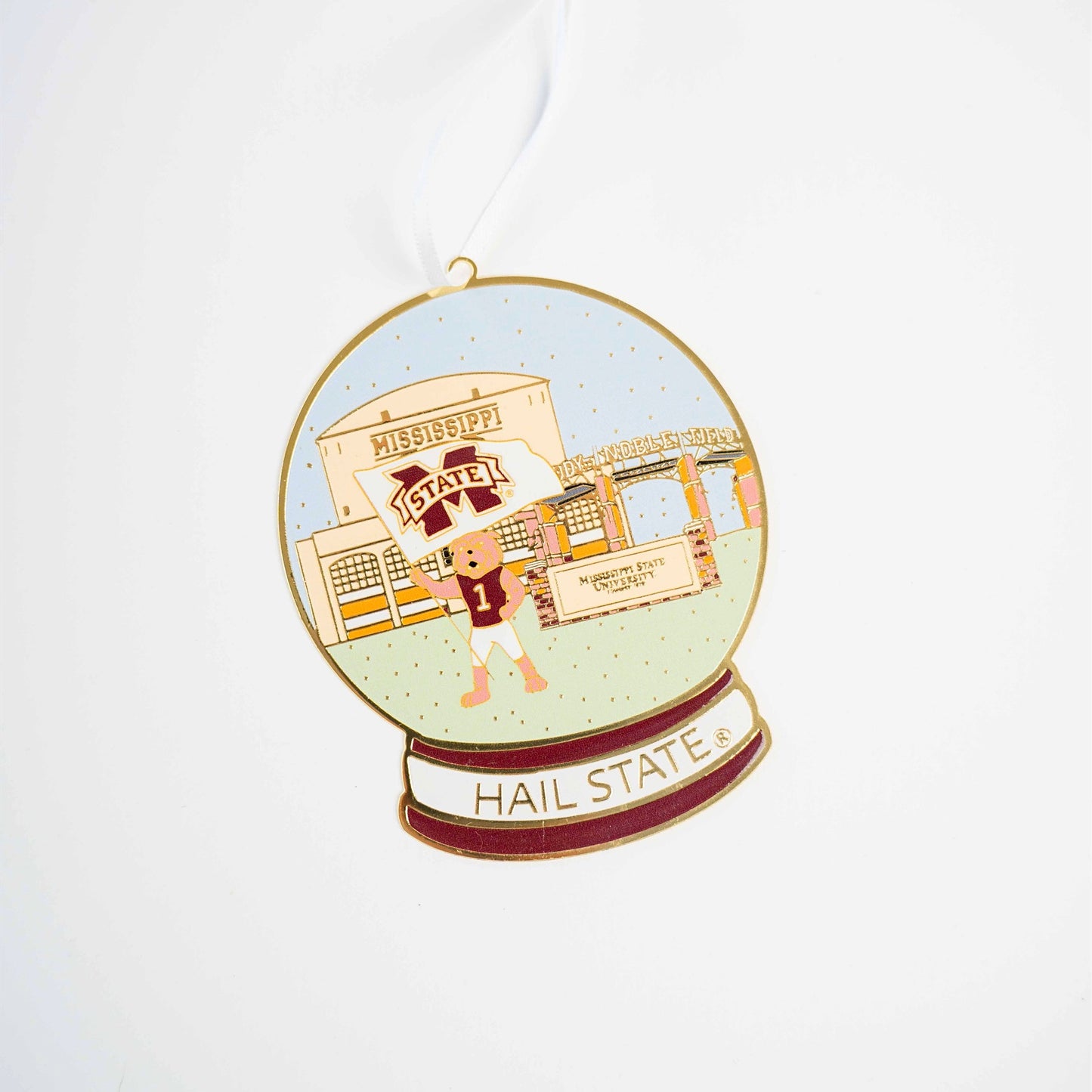 Enamel Mississippi State Snow Globe Ornament