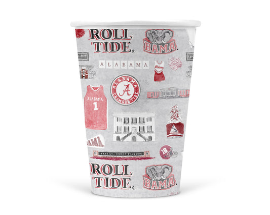 Light grey with watercolor University of Alabama symbols on them.