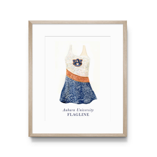 Watercolor art of the Auburn University Tiger Eyes Flag Uniform