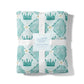 Blue checkered fleece blanket themed to Zeta Tau Alpha sorority packaged with white ribbon.